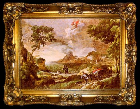 framed  Gaspard Dughet Landscape with St.Augustine and the Mystery of the Trinity, ta009-2